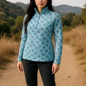 PATAGONIA Capilene Midweight Zip Neck Pullover in Icefall Big Sky Blue Small